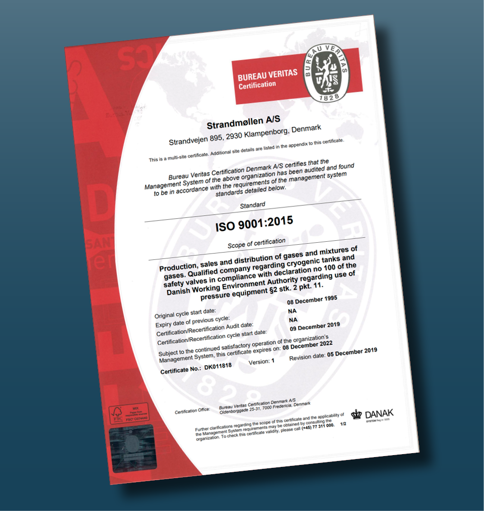 ISO 9001 certifikat engelsk